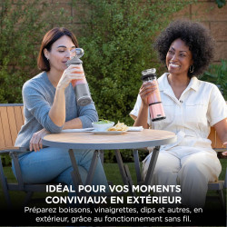 Ninja Blast Pack de 2 blenders portables de 530 ml, couvercle anti-fuite et bec verseur, sans fil, rechargeable, smoothies, shak