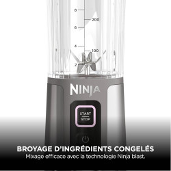 Ninja Blast Pack de 2 blenders portables de 530 ml, couvercle anti-fuite et bec verseur, sans fil, rechargeable, smoothies, shak