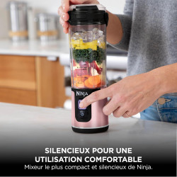 Ninja Blast Pack de 2 blenders portables de 530 ml, couvercle anti-fuite et bec verseur, sans fil, rechargeable, smoothies, shak