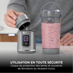 Ninja Blast Pack de 2 blenders portables de 530 ml, couvercle anti-fuite et bec verseur, sans fil, rechargeable, smoothies, shak