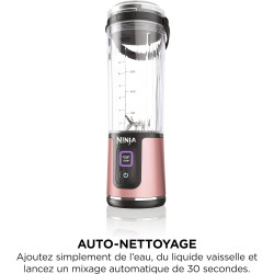 Ninja Blast Pack de 2 blenders portables de 530 ml, couvercle anti-fuite et bec verseur, sans fil, rechargeable, smoothies, shak