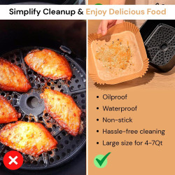 edihome, Papier Cuisson Air Fryer, pour Friteuse sans Huile, 100 Unitès, 22x14 cm Rectangulair, BPA Free, Jetable, pour Four, 5 