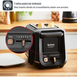 Tefal - Includeo - Grille-pain 2 fentes avec pinces magnétiques - Noir
