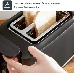 Tefal - Includeo - Grille-pain 2 fentes avec pinces magnétiques - Noir
