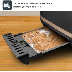 Tefal - Includeo - Grille-pain 2 fentes avec pinces magnétiques - Noir