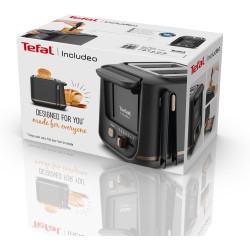 Tefal - Includeo - Grille-pain 2 fentes avec pinces magnétiques - Noir