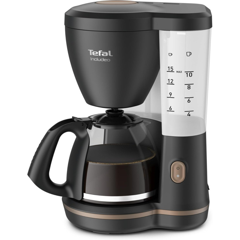 Tefal - Cafetière filtre Includeo Ergonomique - 1,25 L - Noire