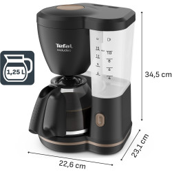 Tefal - Cafetière filtre Includeo Ergonomique - 1,25 L - Noire