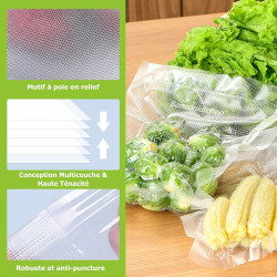 Bonsenkitchen Sacs Sous Vide Alimentaire, 3x28x600cm + 3x20x600cm | Sacs Sous Vide Alimentaire pour Machine Sous Vide et La Cuis