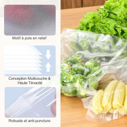 Bonsenkitchen Rouleau de Mise Sous Vide 2 Rouleaux de 20 x 600 cm | Sac Sous Vide Alimentaire pour la Conservation des Aliments 