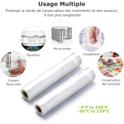 Bonsenkitchen Rouleau de Mise Sous Vide 2 Rouleaux de 20 x 600 cm | Sac Sous Vide Alimentaire pour la Conservation des Aliments 
