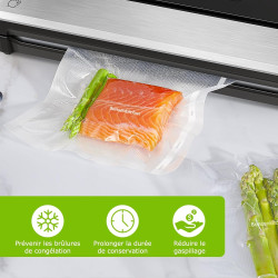 Bonsenkitchen Sacs sous Vide Alimentaire 2 Rouleaux 28 x 600 cm | Sac Sous Vide pour la Conservation des Aliments et la Cuisson,