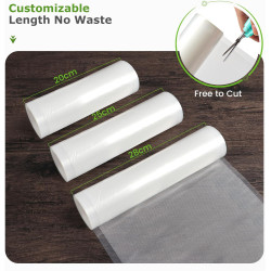 Diboniur Sac Sous Vide Alimentaire, 3 Rouleaux 28/25/20 × 300 cm | Sachet sous vide pour conservation longue durée, scellage éta