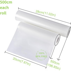 Diboniur Sac Sous Vide Alimentaire, 2 Rouleaux 28/20 x 500cm Rouleau Sous Vide Alimentaire, Sac de Congelation Sous Vide pour la