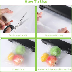 Diboniur Sac Sous Vide Alimentaire, 2 Rouleaux 28/20 x 500cm Rouleau Sous Vide Alimentaire, Sac de Congelation Sous Vide pour la