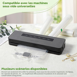 Diboniur Sac Sous Vide Alimentaire, 3 Rouleaux 28/25/20 x 300cm Sac Sous Vide, Réutilisable Sachet Sous Vide Alimentaire, Convie