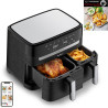 Moulinex - Air Fryer Easy Fry Dual Capacité XXL 8-3 L - Inox | Friteuse sans huile pour 8 personnes - 2 tiroirs indépendants pou