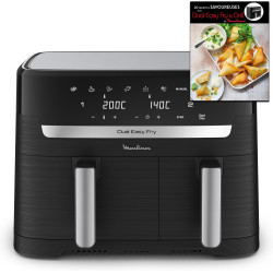 Moulinex - Air Fryer Easy Fry Dual Capacité XXL 8-3 L - Inox | Friteuse sans huile pour 8 personnes - 2 tiroirs indépendants pou