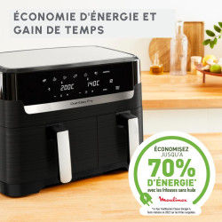 Moulinex - Air Fryer Easy Fry Dual Capacité XXL 8-3 L - Inox | Friteuse sans huile pour 8 personnes - 2 tiroirs indépendants pou