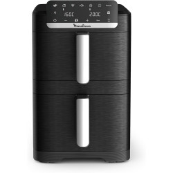 Moulinex - Easy Fry Dual Crispy Stack air fryer - 10 L - Noir | Friteuse sans huile double tiroir verticaux 8 personnes - 7 prog