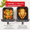 Moulinex Air Fryer Crispy Stack, 10 L, 2 tiroirs verticaux 6L et 4L, 7 programmes intuitifs, synchronisation des cuissons, Noir 