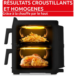 Moulinex Air Fryer Crispy Stack, 10 L, 2 tiroirs verticaux 6L et 4L, 7 programmes intuitifs, synchronisation des cuissons, Noir 