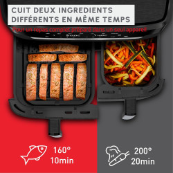 Moulinex - Easy Fry Dual XXL air fryer - 7 programmes - 11 L - Noir | Friteuse sans huile double tiroir pour 10 personnes - Repa