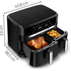 Moulinex - Easy Fry Dual XXL air fryer - 7 programmes - 11 L - Noir | Friteuse sans huile double tiroir pour 10 personnes - Repa