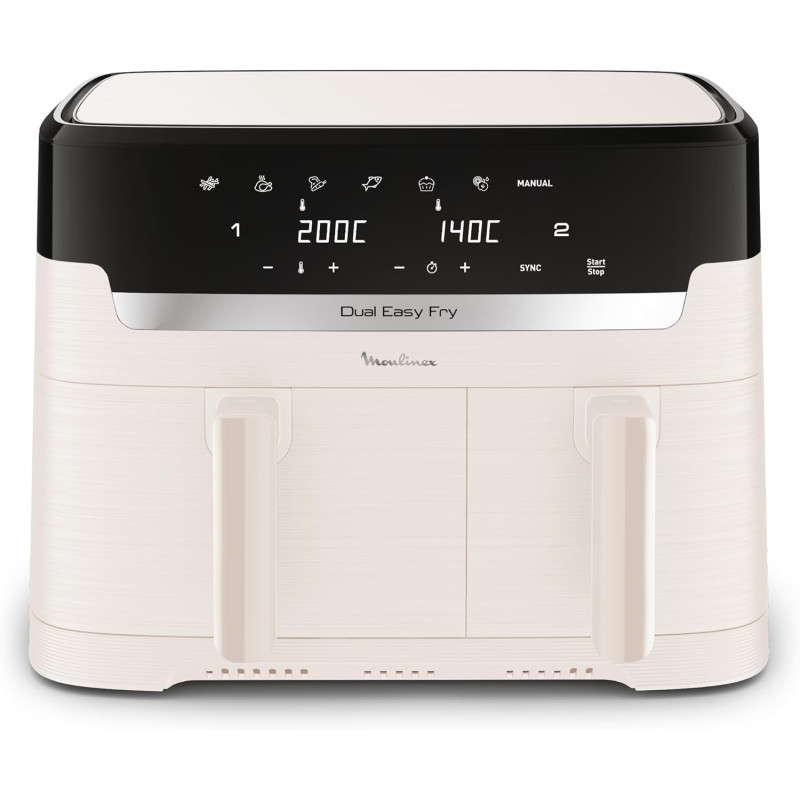 Moulinex Easy fry Collection Ivoire, 8L, Jusqu'à 8 personnes, 6 Programmes intuitifs, Air Fryer, Repas complet, synchronisation,