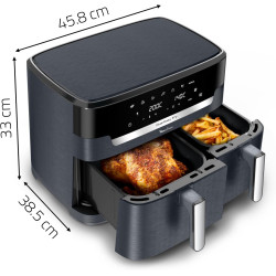 Moulinex - Easy Fry Dual XXL air fryer - 7 programmes - 11 L - Gris | Friteuse sans huile double tiroir pour 10 personnes - Repa