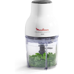 Moulinex - Hachoir électrique Moulinette Essential 300W bol 400 mL - Blanc | Hachoir viande électrique 3-en-1 - Hache - Mixe et 