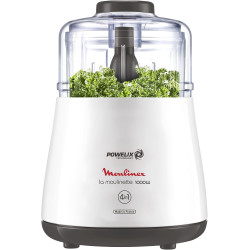 Moulinex - Hachoir électrique La Moulinette - 1000W bol 0.5L - Blanc | Hachoir viande électrique puissant - Système de double sé