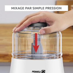 Moulinex - Hachoir électrique La Moulinette - 1000W bol 0.5L - Blanc | Hachoir viande électrique puissant - Système de double sé