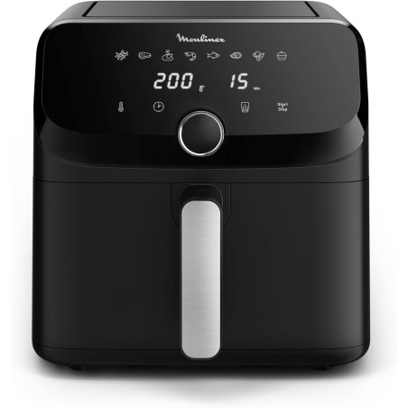 Moulinex - Easy Fry Mega air fryer - 8 programmes - 7.5 L - Noir | Friteuse sans huile mono tiroir pour 8 personnes - 8 programm