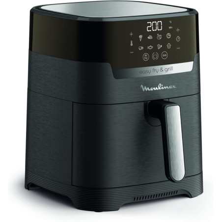 Moulinex - Easy Fry & Grill Friteuse sans huile 4-8 programmes - 6 L | Air fryer 2en1 avec gril fonte pour 6 personnes - 8 progr