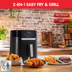 Moulinex - Easy Fry & Grill Friteuse sans huile 4-8 programmes - 6 L | Air fryer 2en1 avec gril fonte pour 6 personnes - 8 progr