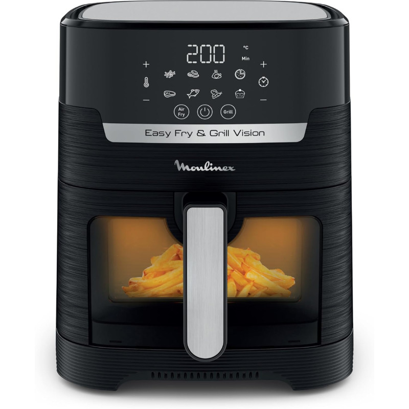 Moulinex - Friteuse sans huile Easy Fry & Grill Vision 4-6 L | Air fryer avec fenêtre transparente - Gril intégré - 8 programmes