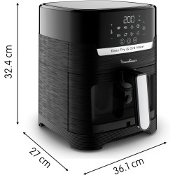 Moulinex - Friteuse sans huile Easy Fry & Grill Vision 4-6 L | Air fryer avec fenêtre transparente - Gril intégré - 8 programmes