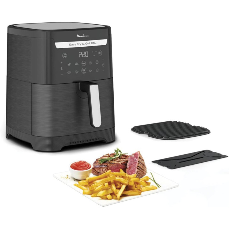 Moulinex Easy Fry & Grill XXL Friteuse sans huile + gril, Capacité 6,5 L, Jusqu’à 8 personnes, 8 programmes automatiques, Sépara