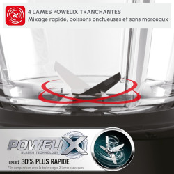 Moulinex - Blender Blendforce Noir 800W Bol verre 1.75 L | Mixeur puissant 800 W pour préparer des smoothies, Sauces et glace pi