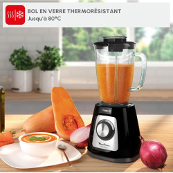 Moulinex - Blender Blendforce Noir 800W Bol verre 1.75 L | Mixeur puissant 800 W pour préparer des smoothies, Sauces et glace pi