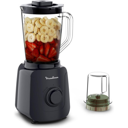 Moulinex - Blender Blendforce Essential 450W Bol plastique 1.85L Bleu nuit | Appareil a smoothie pour mixer rapidement vos prépa