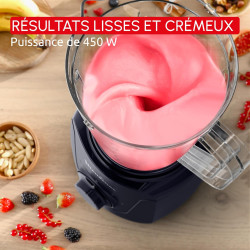 Moulinex - Blender Blendforce Essential 450W Bol plastique 1.85L Bleu nuit | Appareil a smoothie pour mixer rapidement vos prépa