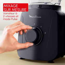 Moulinex - Blender Blendforce Essential 450W Bol plastique 1.85L Bleu nuit | Appareil a smoothie pour mixer rapidement vos prépa