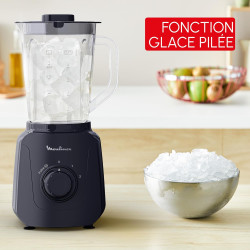 Moulinex - Blender Blendforce Essential 450W Bol plastique 1.85L Bleu nuit | Appareil a smoothie pour mixer rapidement vos prépa