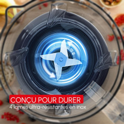 Moulinex - Blender Blendforce Essential 450W Bol plastique 1.85L Bleu nuit | Appareil a smoothie pour mixer rapidement vos prépa