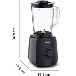 Moulinex - Blender Blendforce Essential 450W Bol plastique 1.85L Bleu nuit | Appareil a smoothie pour mixer rapidement vos prépa