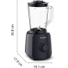 Moulinex - Blender Blendforce Essential 450W Bol plastique 1.85L Bleu nuit | Appareil a smoothie pour mixer rapidement vos prépa