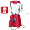 Moulinex - Blender Blendforce Rouge 600W Bol plastique 1.25 L | Mixeur puissant pour smoothies et glace pilée - Technologie Smar