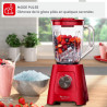 Moulinex - Blender Blendforce Rouge 600W Bol plastique 1.25 L | Mixeur puissant pour smoothies et glace pilée - Technologie Smar